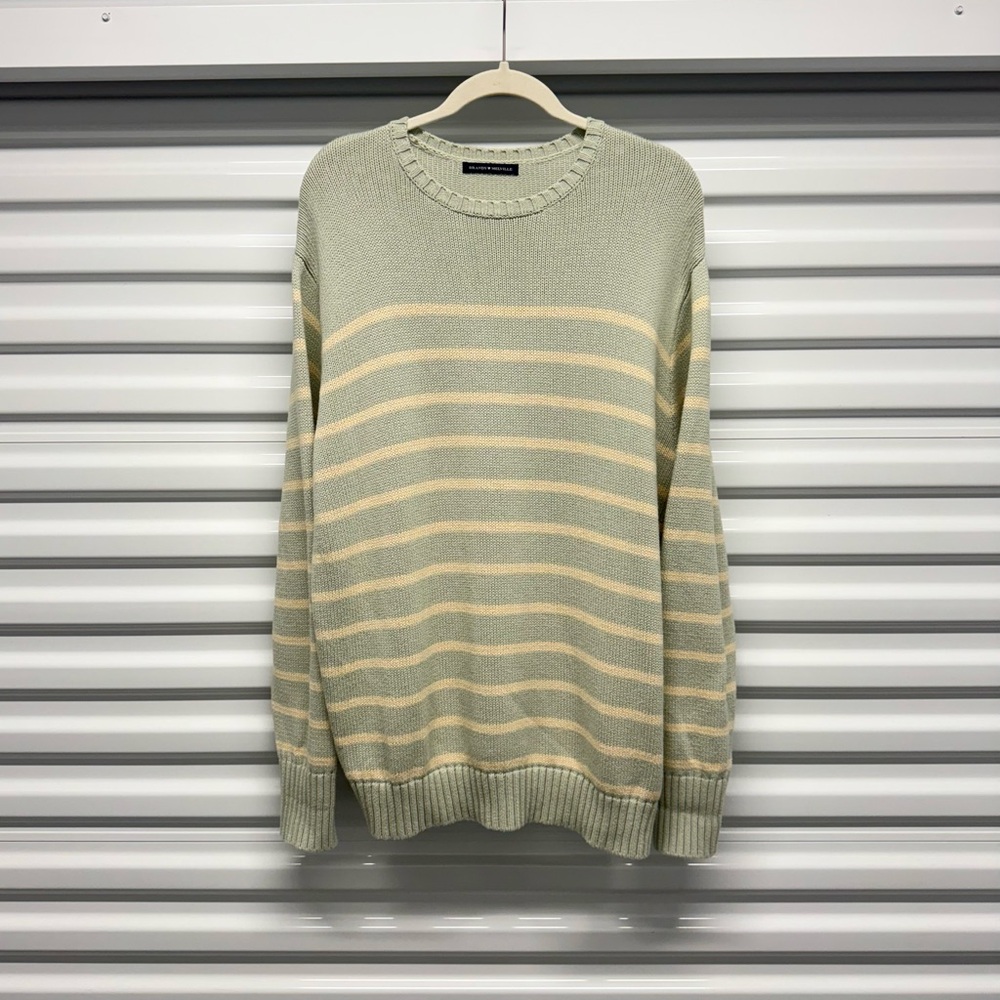 Brandy Melville Sage Green Stripe Cotton Knit Sweater